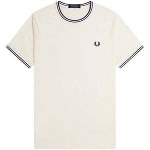 Tričká a polokošele Fred Perry Twin Tipped T-Shirt Ecru/Tennis Blue vyobraziť