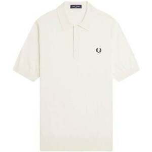 Tričká a polokošele Fred Perry Cotton Knitted Polo Shirt Ecru vyobraziť