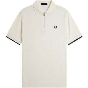 Tričká a polokošele Fred Perry Crepe Pique Zip Neck Polo Shirt Ecru vyobraziť