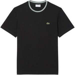 Tričká s krátkym rukávom Lacoste Regular Fit Ribbed Collar Cotton T-Shirt Black vyobraziť